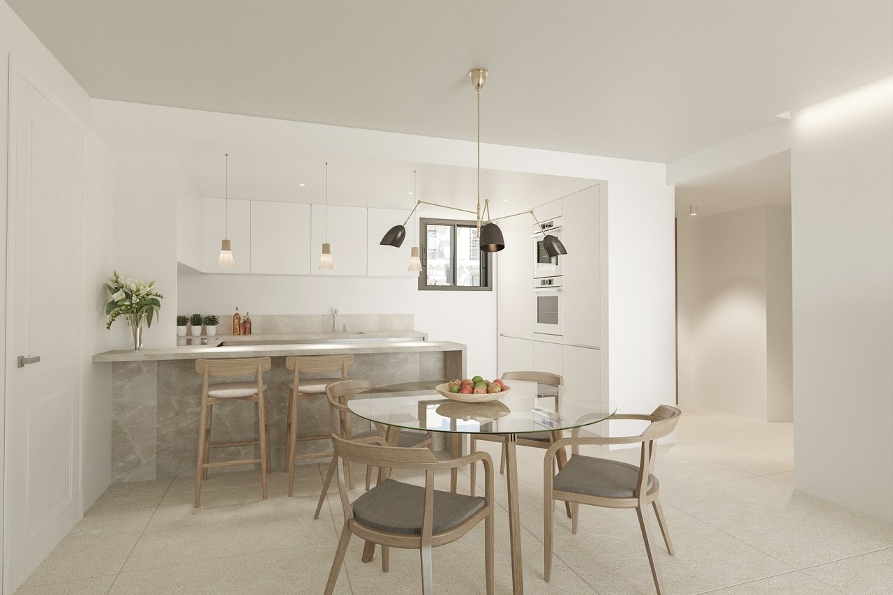 Luxus-Neubau-Apartment in Sa Rápita mit Salzwasserpool, Sauna & Gym