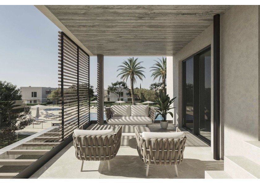 Luxus-Neubau-Apartment in Sa Rápita mit Salzwasserpool, Sauna & Gym